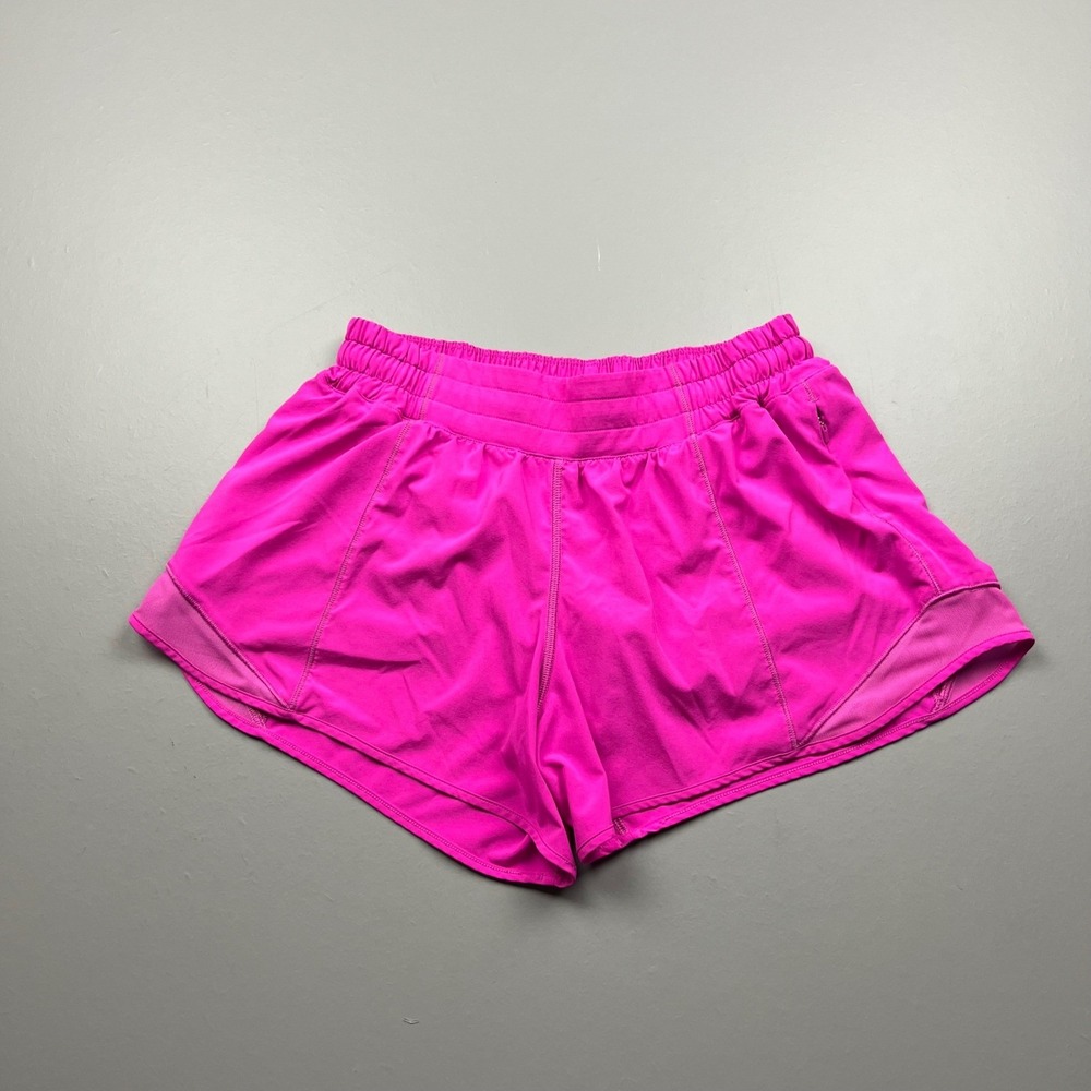 Lululemon Hotty Hot Shorts Womens 8 Pink High-Rise Lined Running Mesh 2.5"
